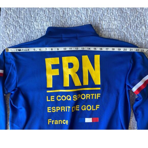 Le Coq Sportif Golf Men's Jacket Pullover 1/4 Zip Blue Yellow France Size Large - Picture 3 of 15